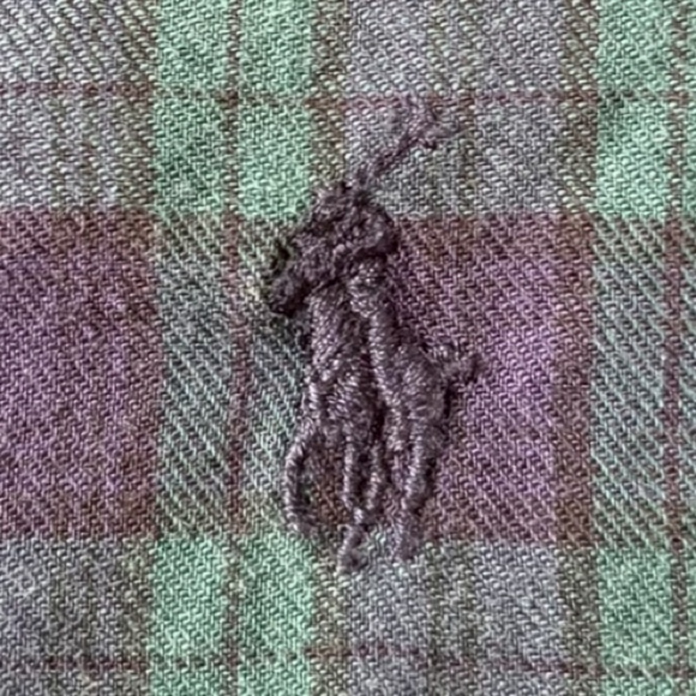VINTAGE Ralph Lauren Yarmouth Men's Blue and Green Checkered Button Down Shirt - Picture 5 of 9